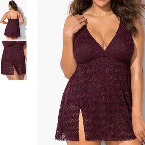 Nwt Crochet Overlay Flowing Surplice Swimdress Swimsuits For All